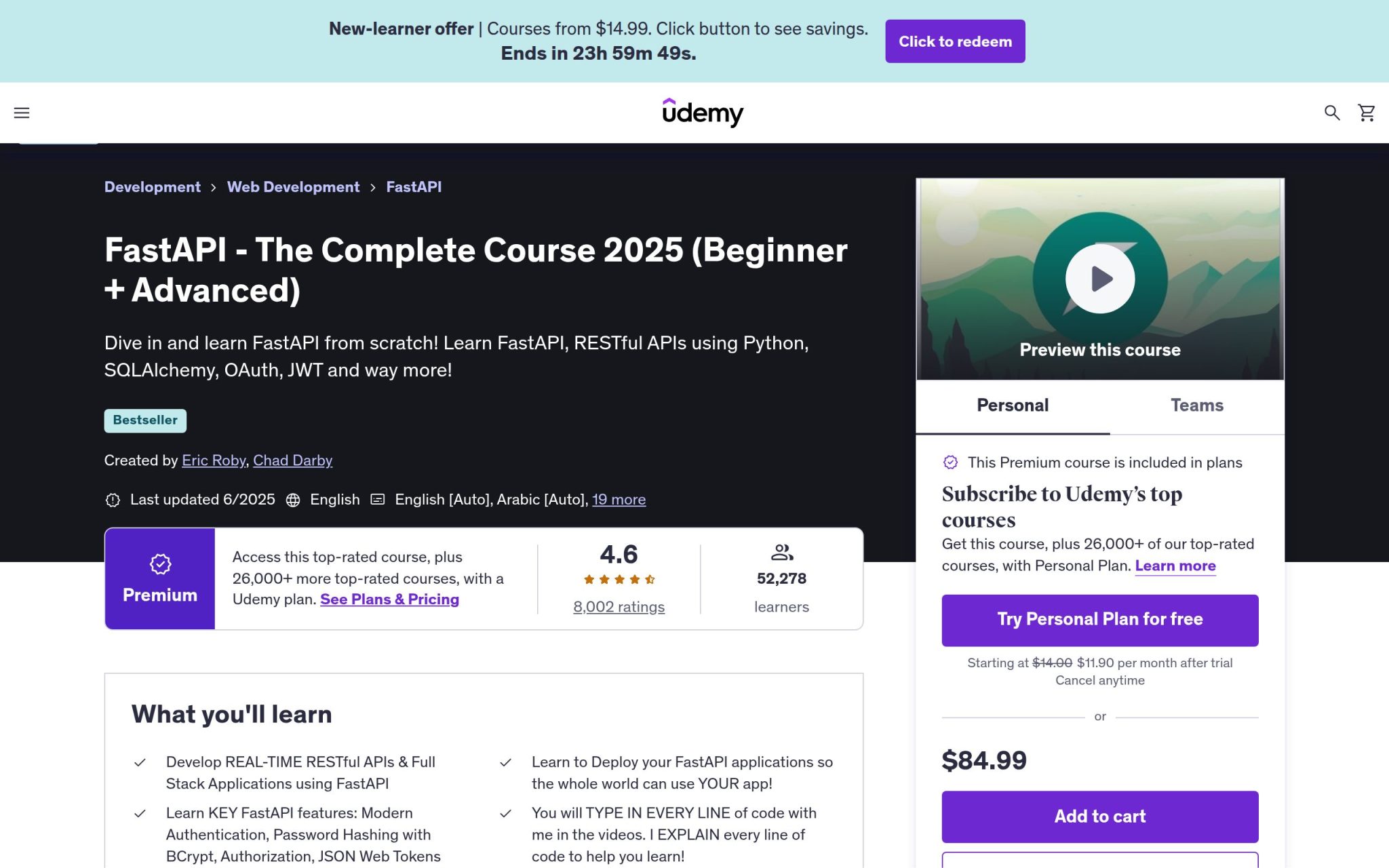 FastAPI - The Complete Course 2025 - Udemy