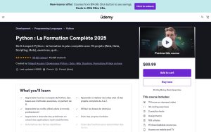 Python : La Formation Complète 2025 – Udemy