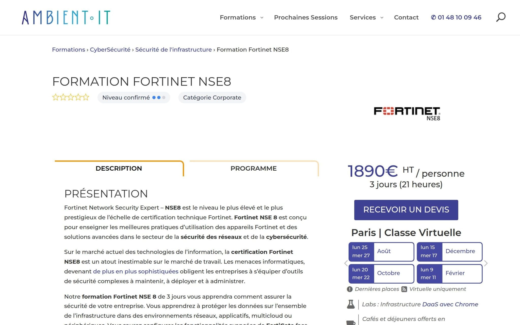 Formation Fortinet NSE8 - Ambient IT