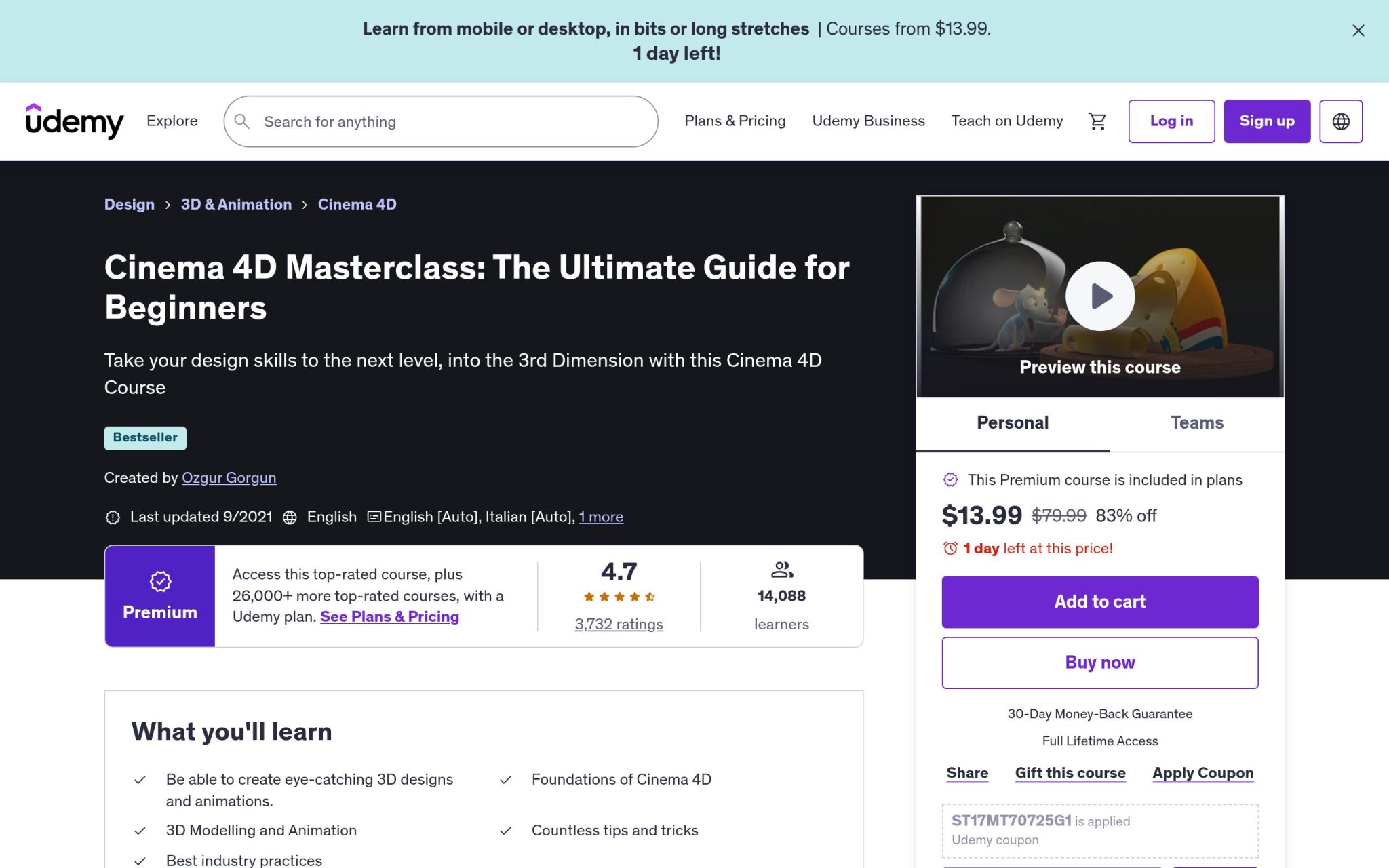 Cinema 4D Masterclass: The Ultimate Guide for Beginners - Udemy