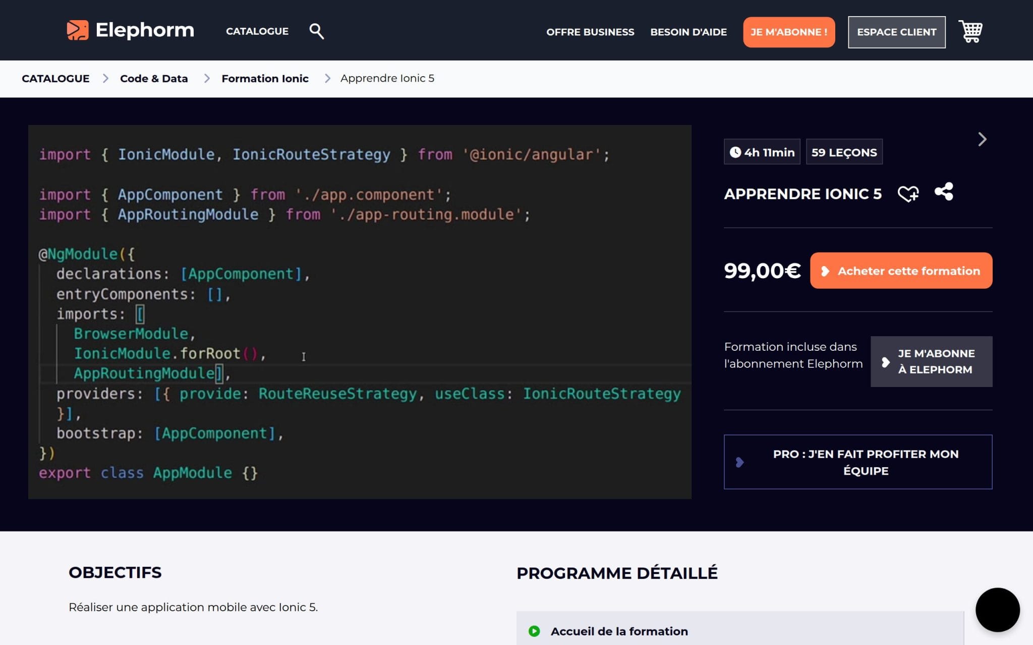 Apprendre Ionic 5 - Elephorm