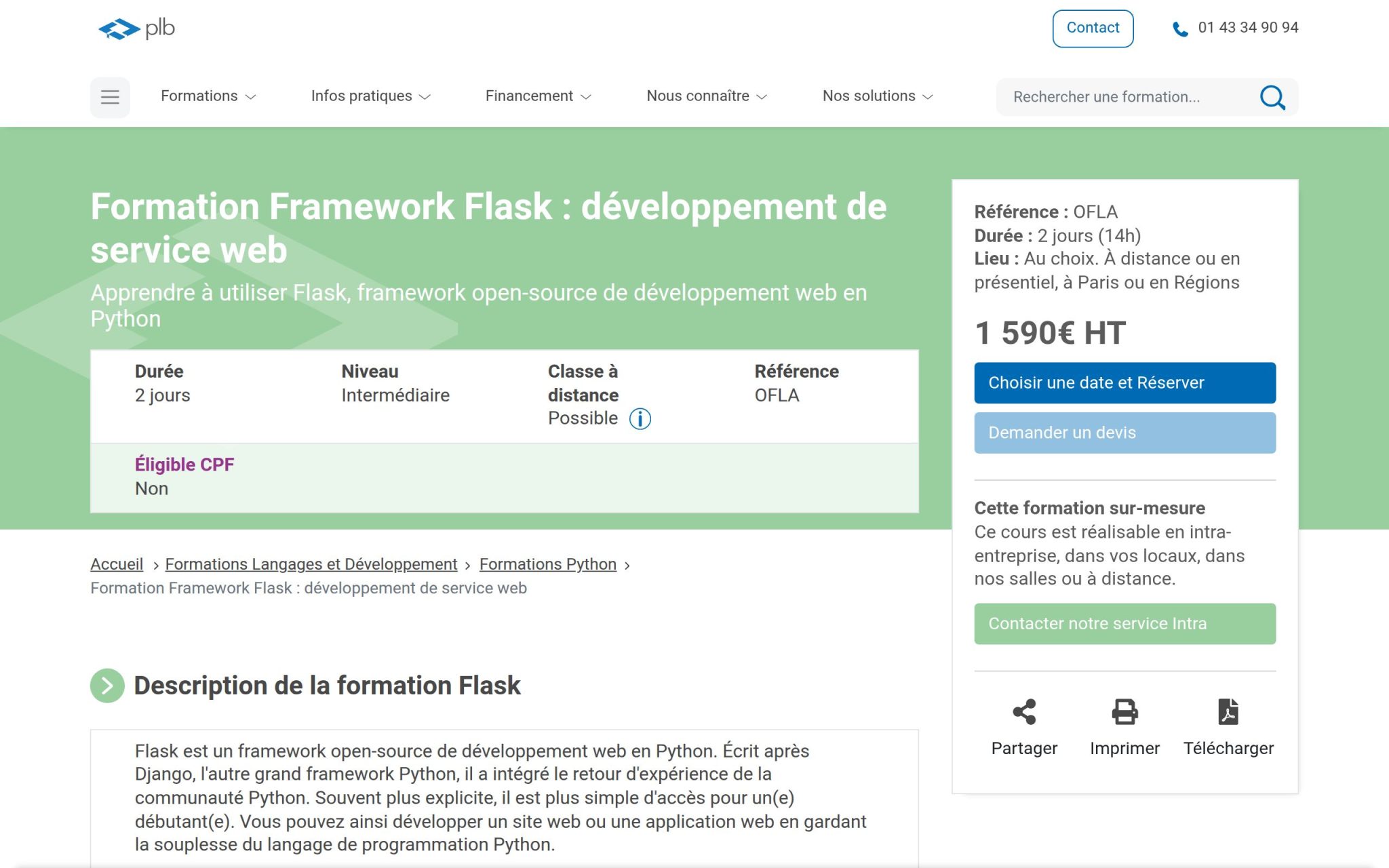Formation Framework Flask : développement de service web - Plb Consultant