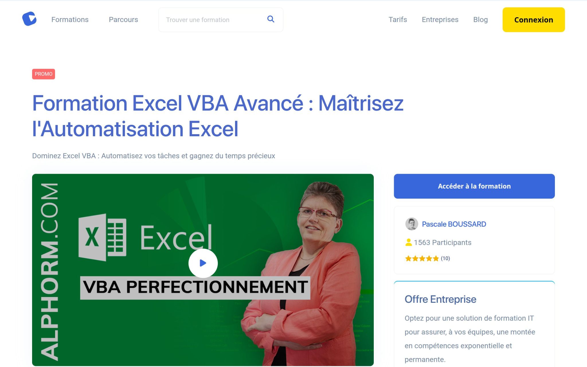 Formation Excel VBA Avancé : Maßtrisez l'Automatisation Excel - Alphorm