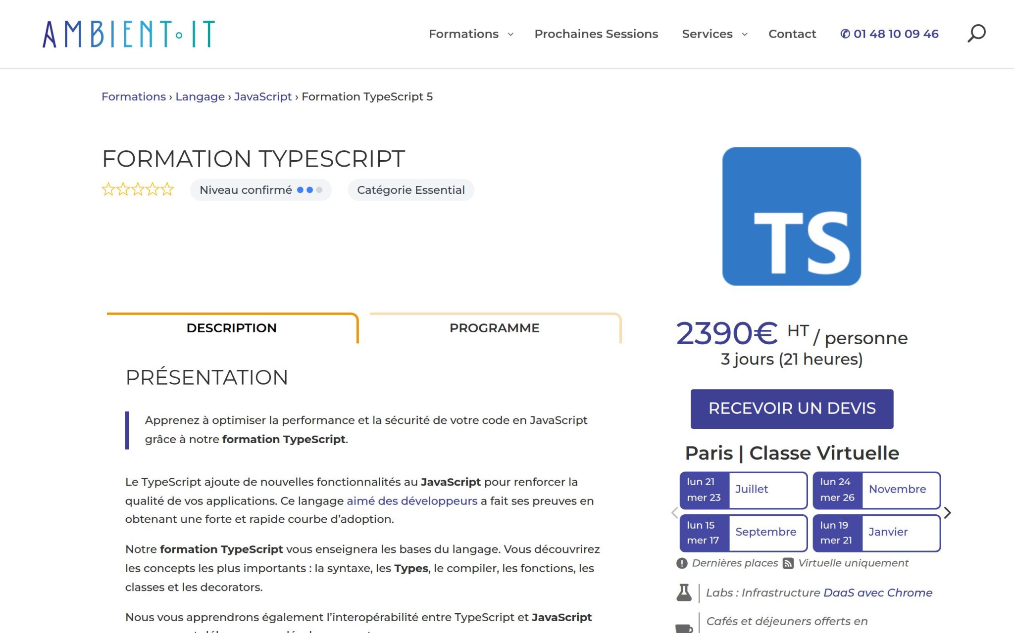 Formation TypeScript : Optimisez votre code JavaScript - Ambient IT