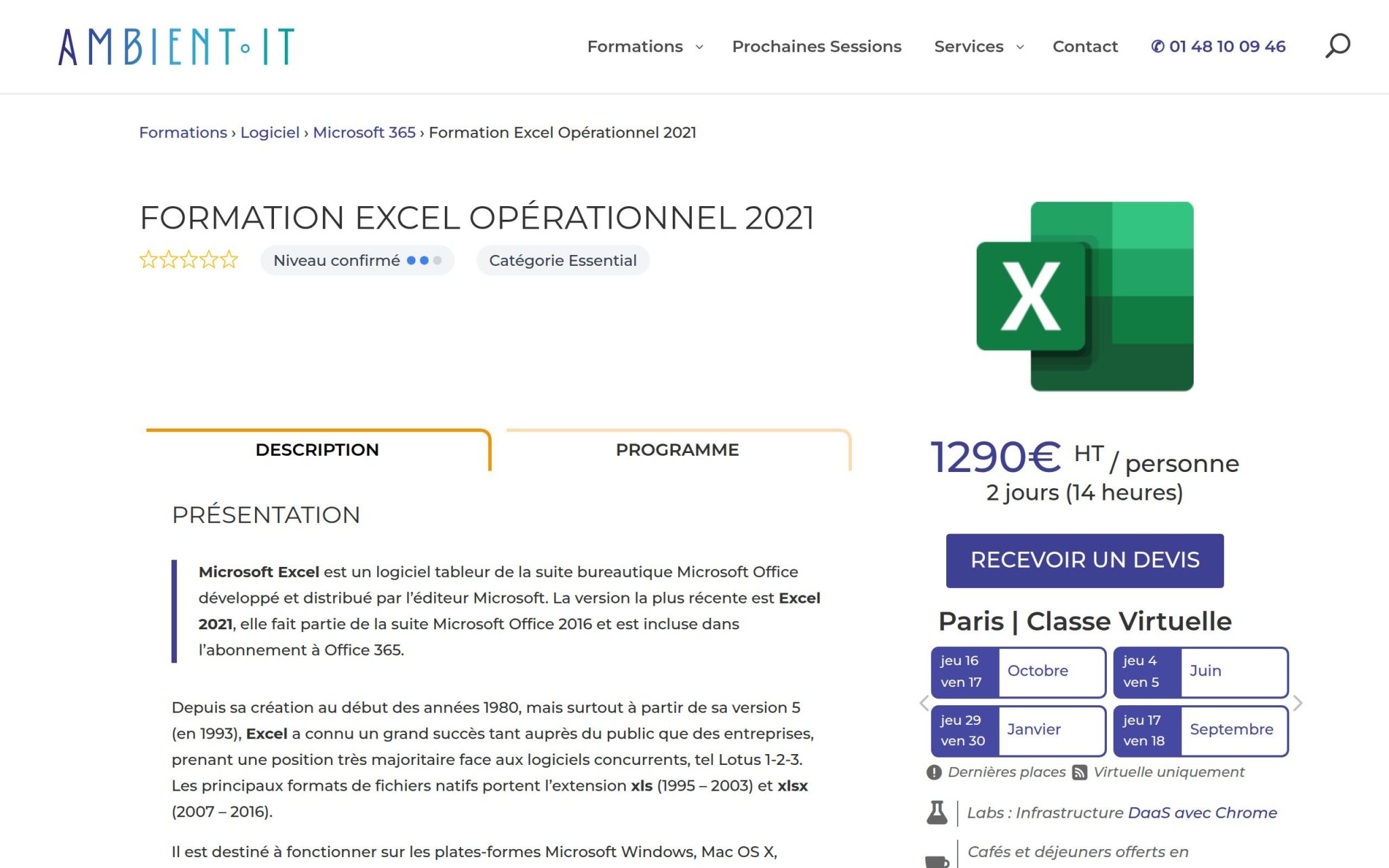 Formation Excel Opérationnel 2021 - Ambient IT