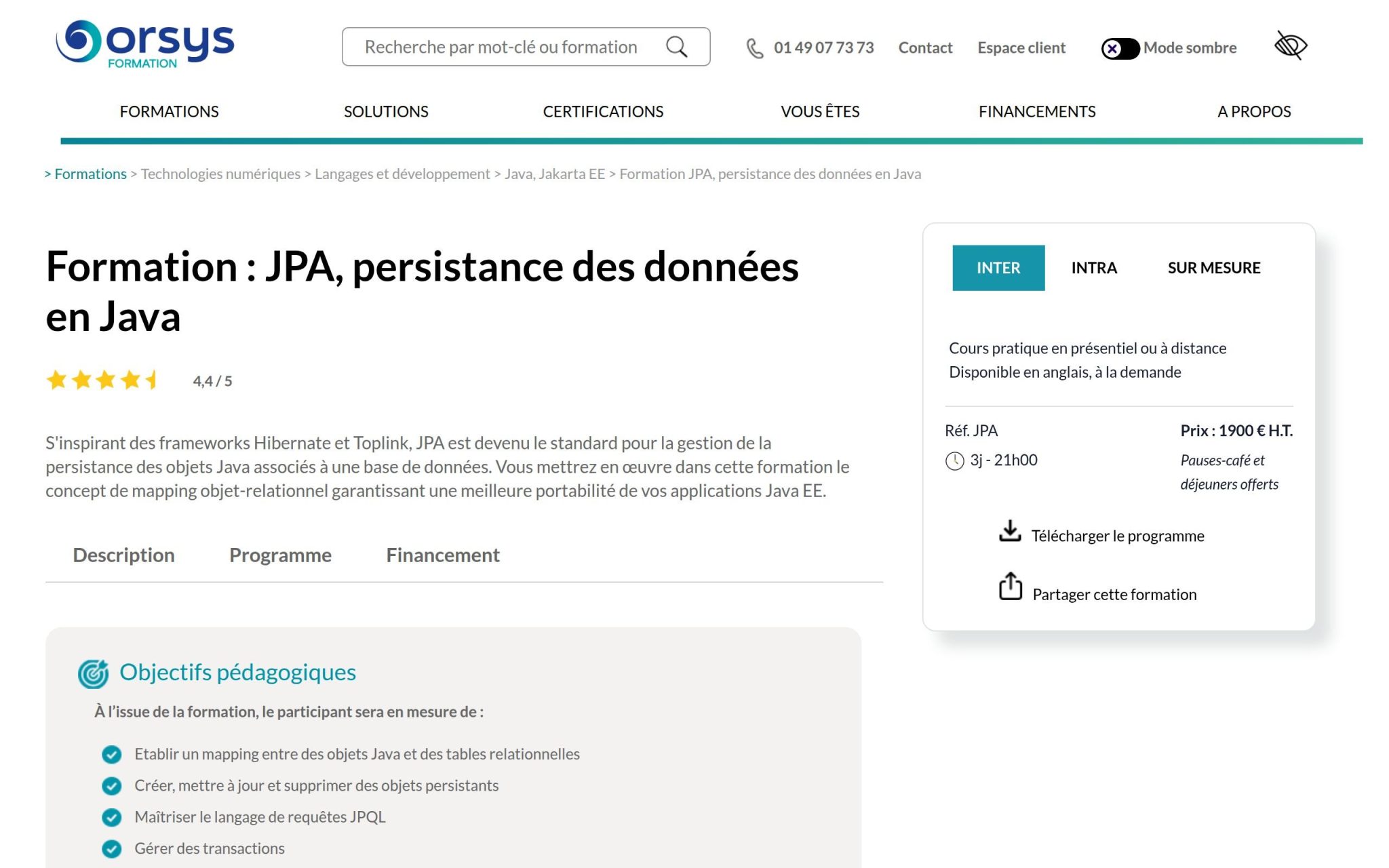 Formation : JPA, persistance des données en Java - Orsys