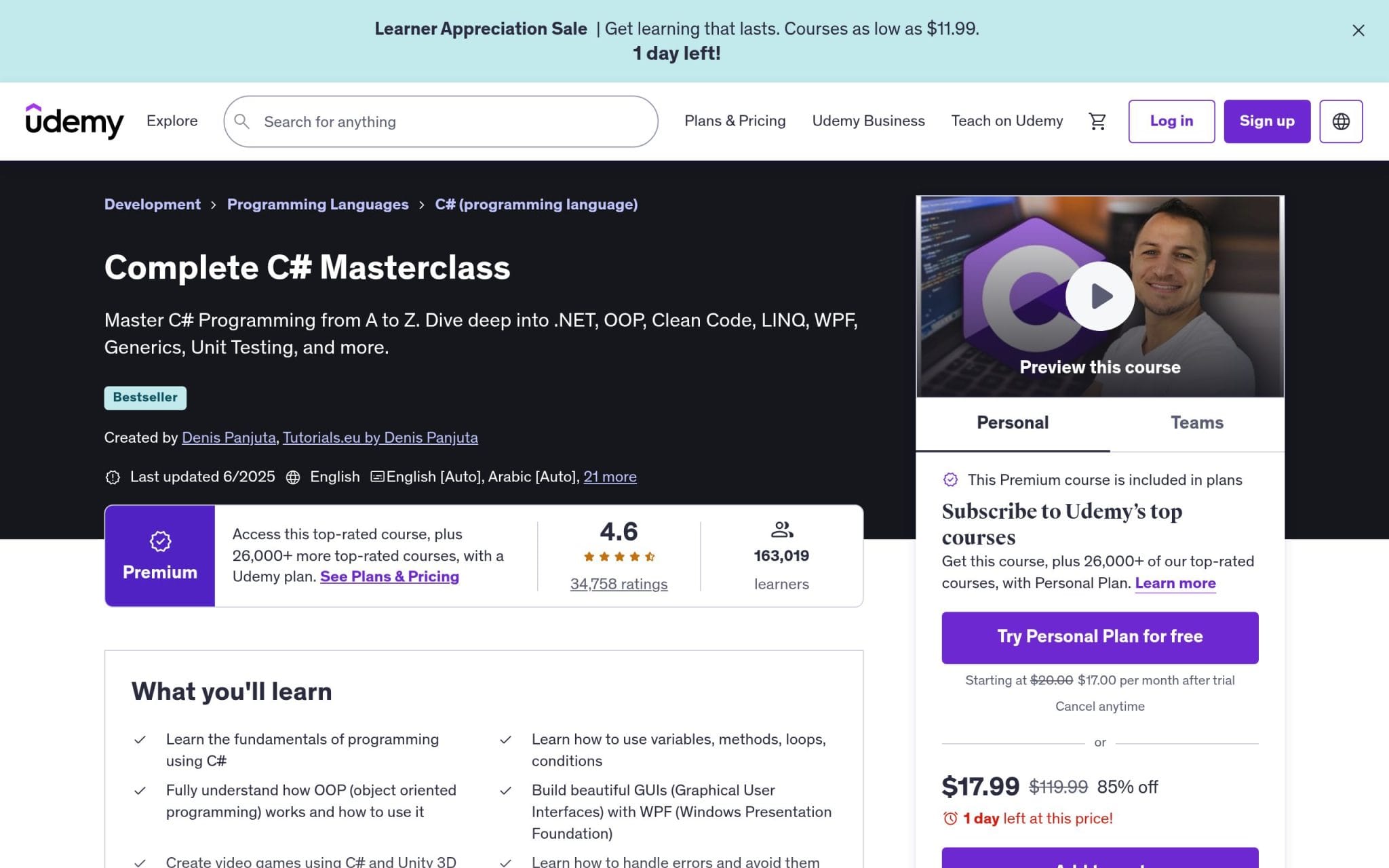 Complete C# Masterclass - Udemy