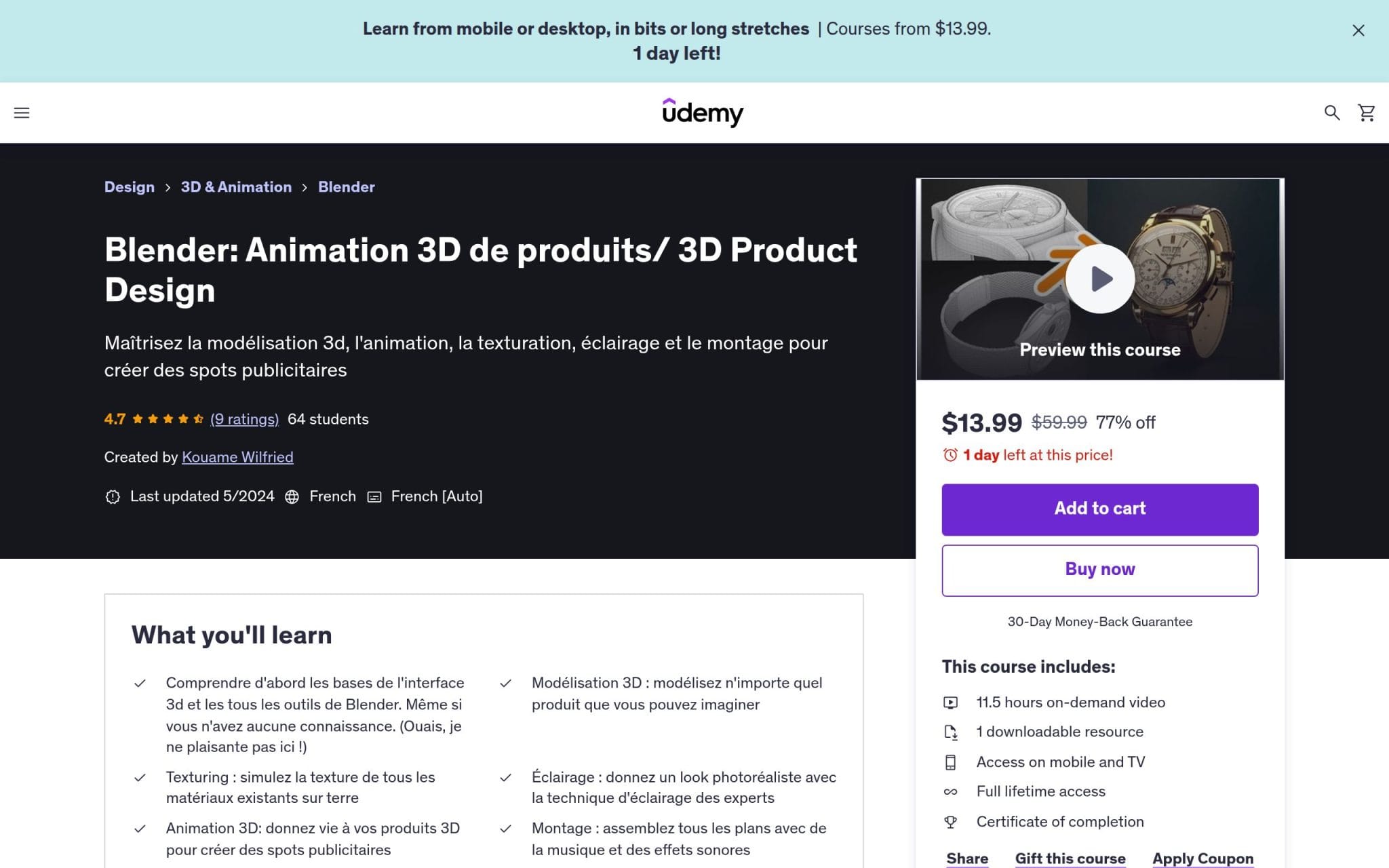 Blender: Animation 3D de produits/ 3D Product Design - Udemy