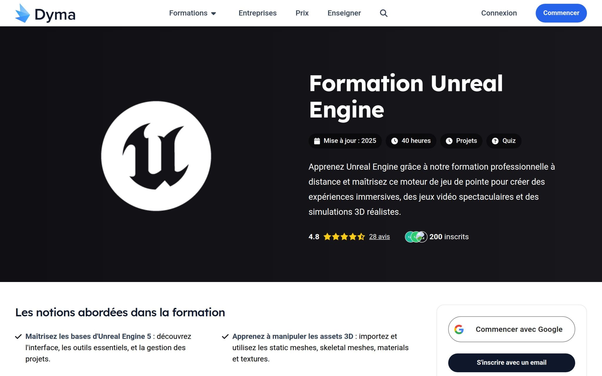 Formation Unreal Engine - Dyma
