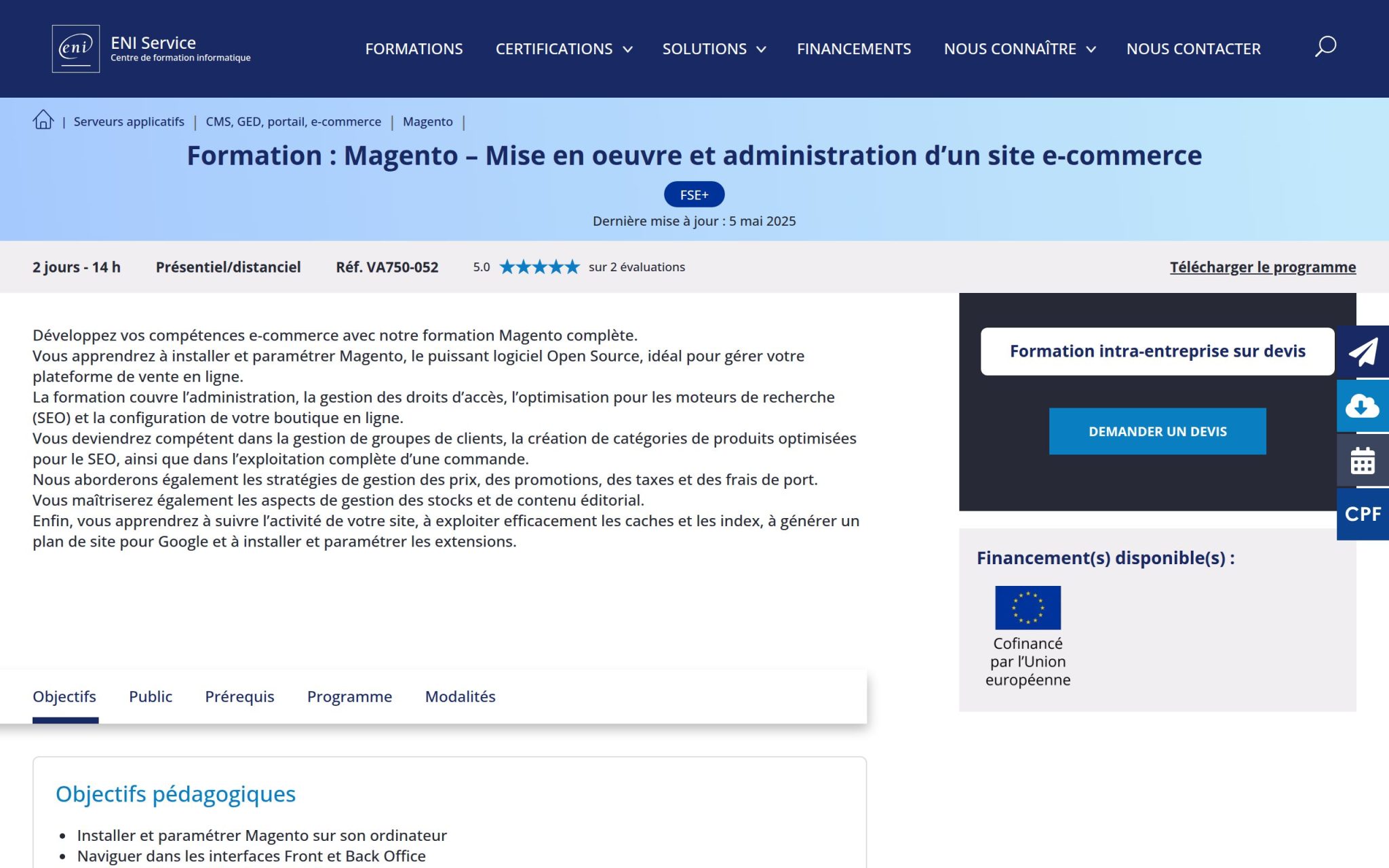 Magento – Mise en oeuvre et administration d’un site e-commerce - ENI Service