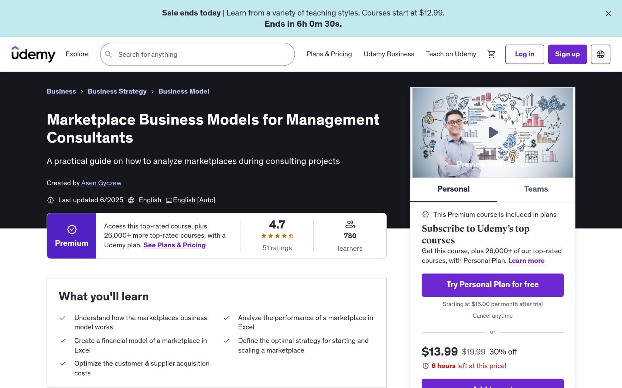 Marketplace Business Models for Management Consultants - Udemy