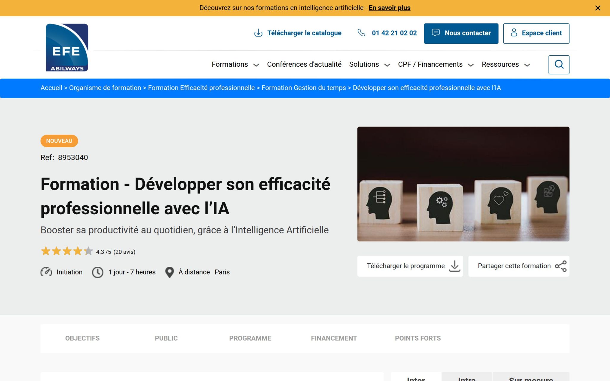 Formation - Développer son efficacité professionnelle avec l’IA - Efe