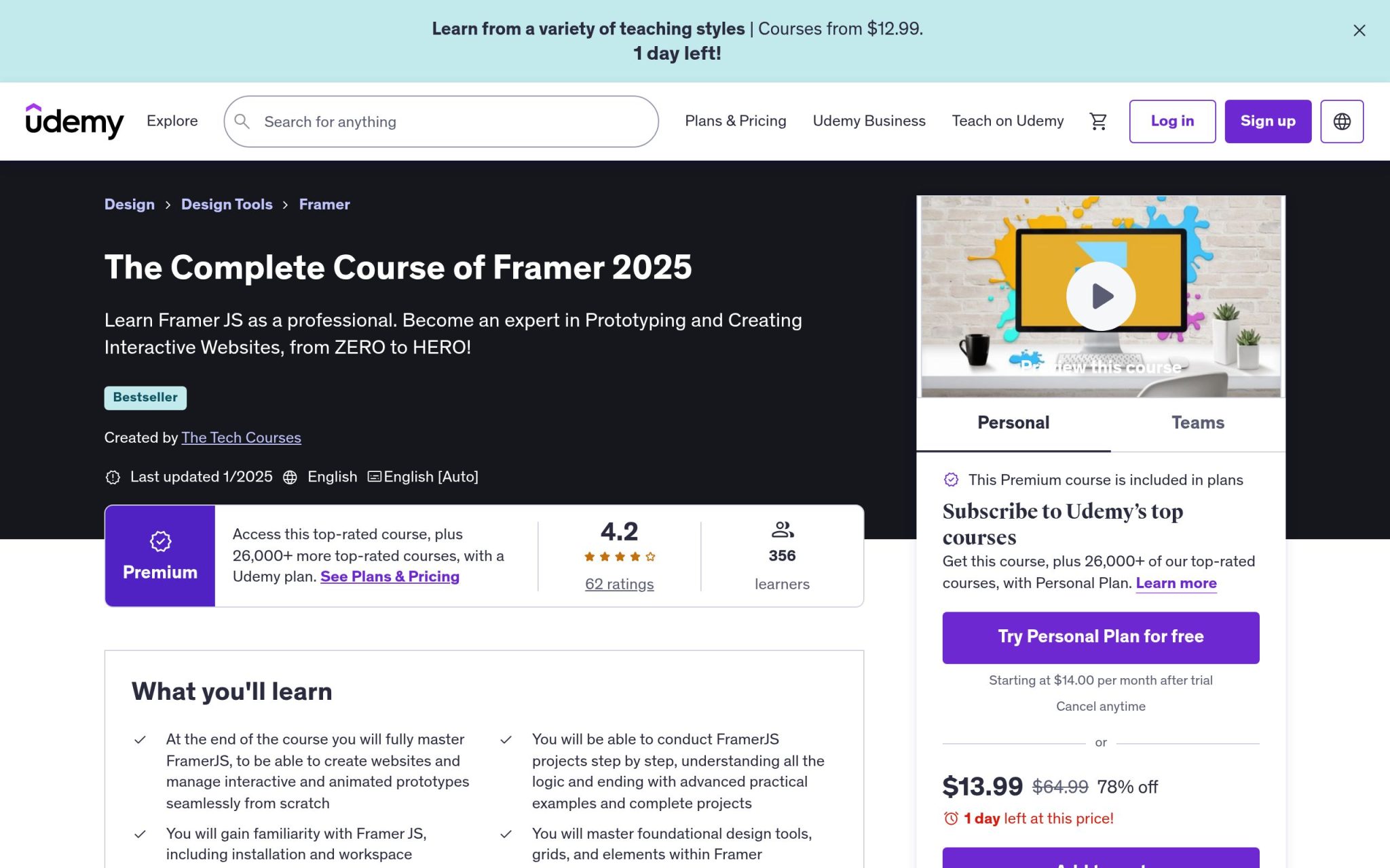 The Complete Course of Framer 2025 - Udemy