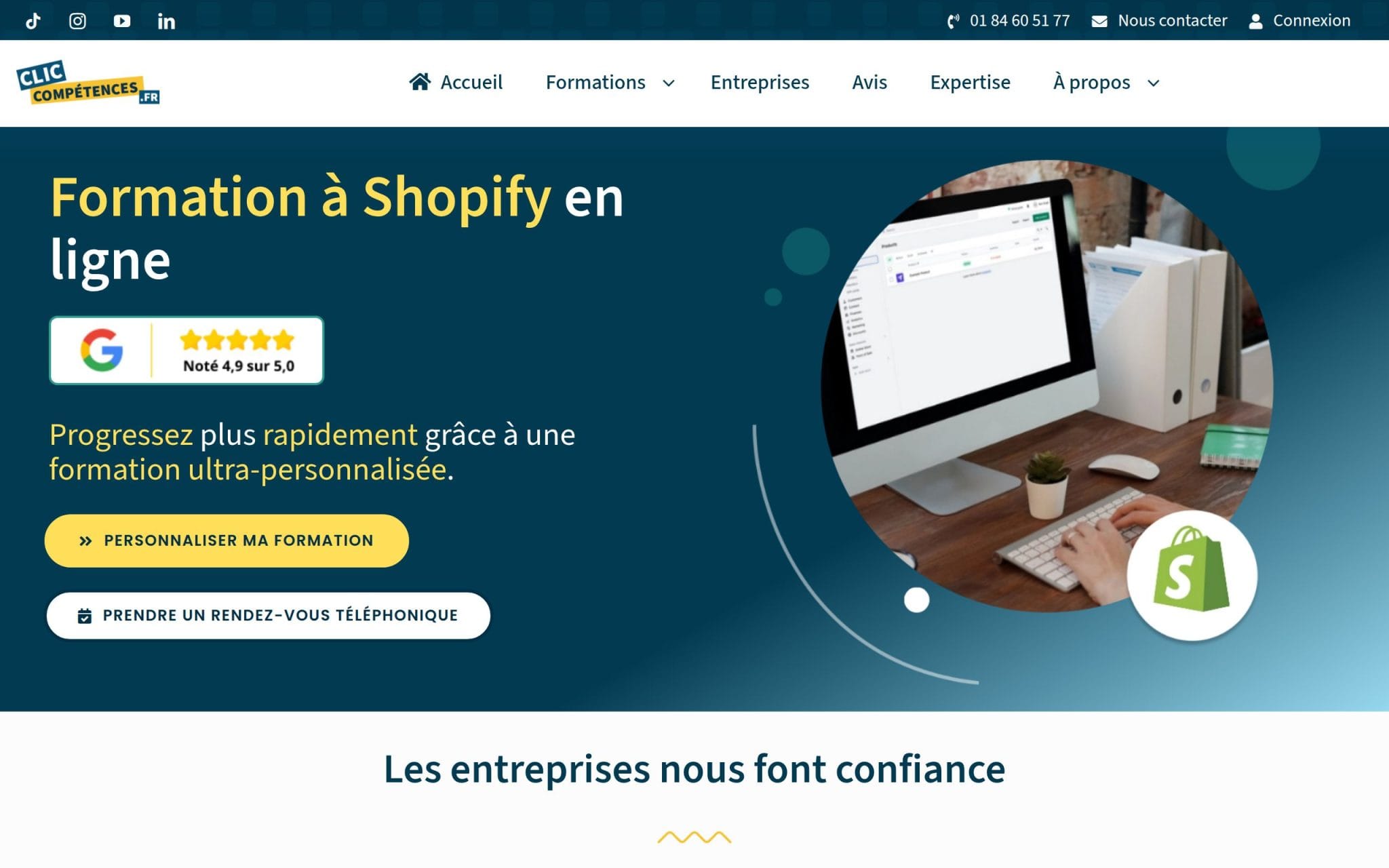 Formation à Shopify en ligne - Clic Compétences
