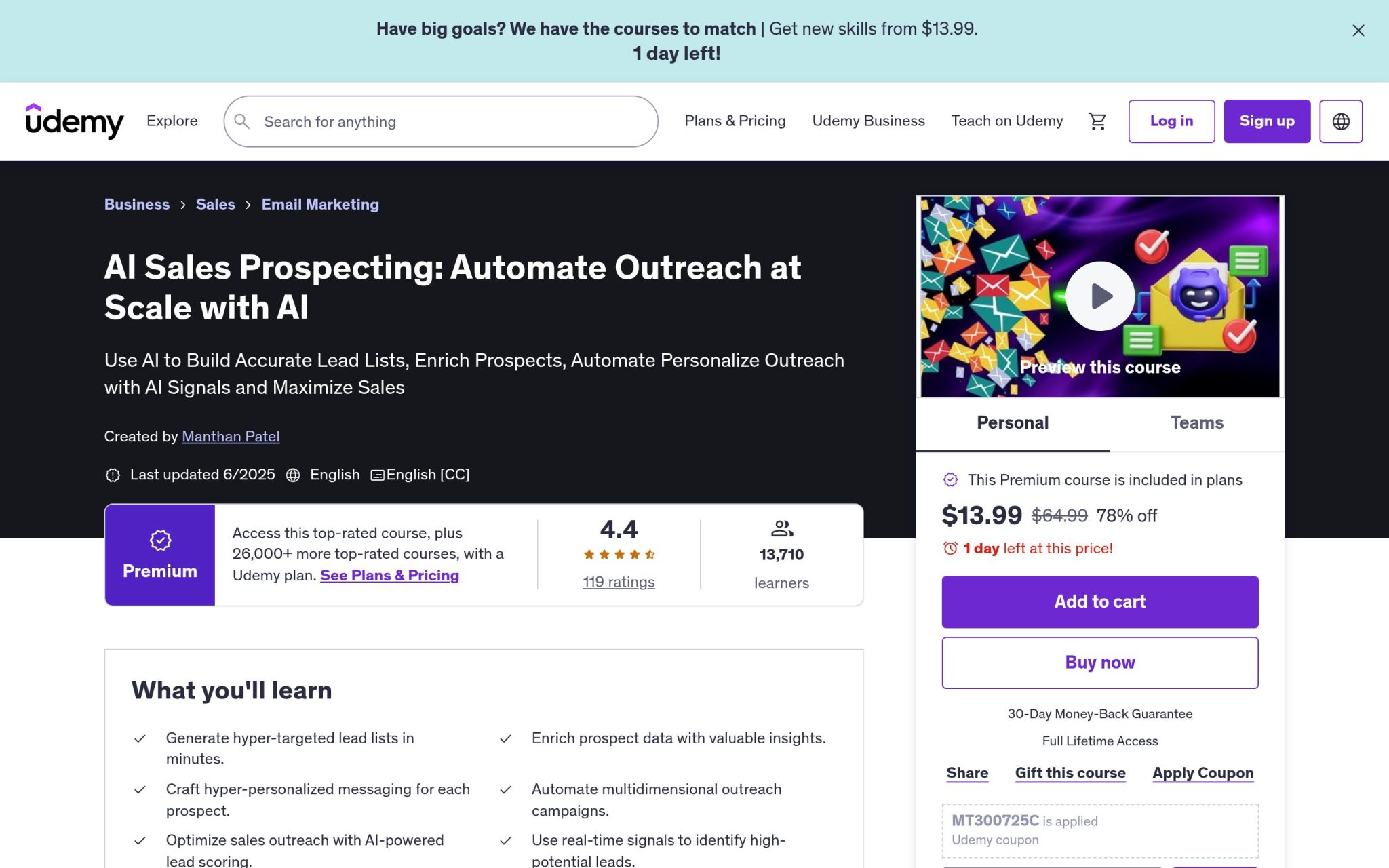 AI Sales Prospecting: Automate Outreach at Scale with AI - Udemy