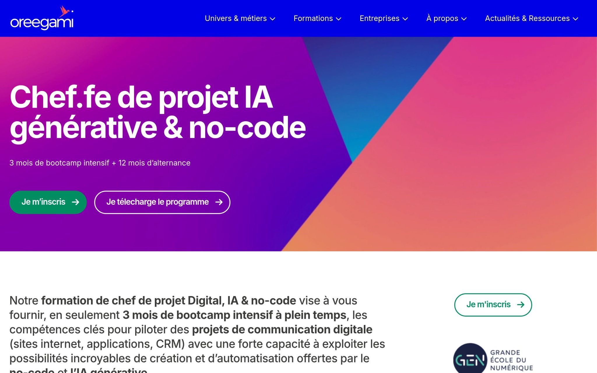 Chef.fe de projet IA générative & no-code - Oreegami