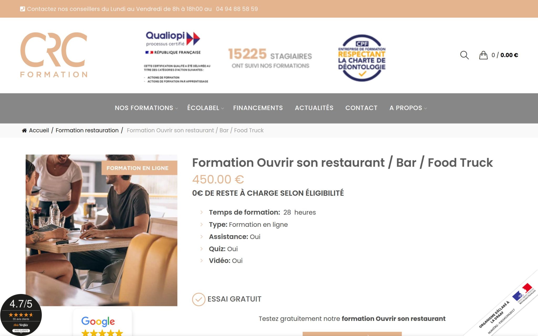 Formation Ouvrir son restaurant / Bar / Food Truck - Crc Formation