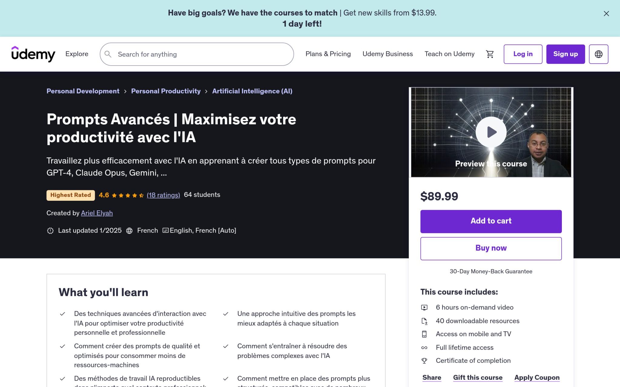 Prompts Avancés | Maximisez votre productivité avec l'IA - Udemy