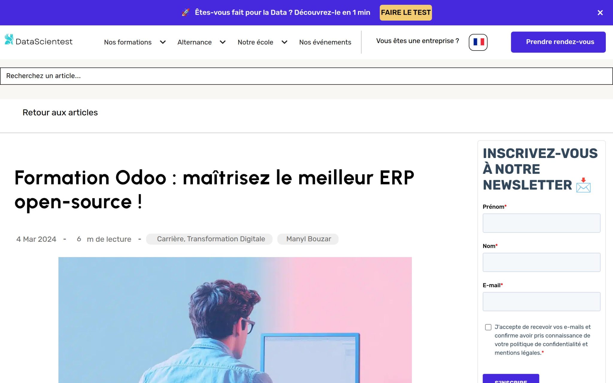 Formation Odoo : maîtrisez le meilleur ERP open-source ! - Datascientest.com