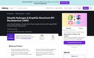 Shopify Hydrogen & GraphQL Storefront API Development - Udemy