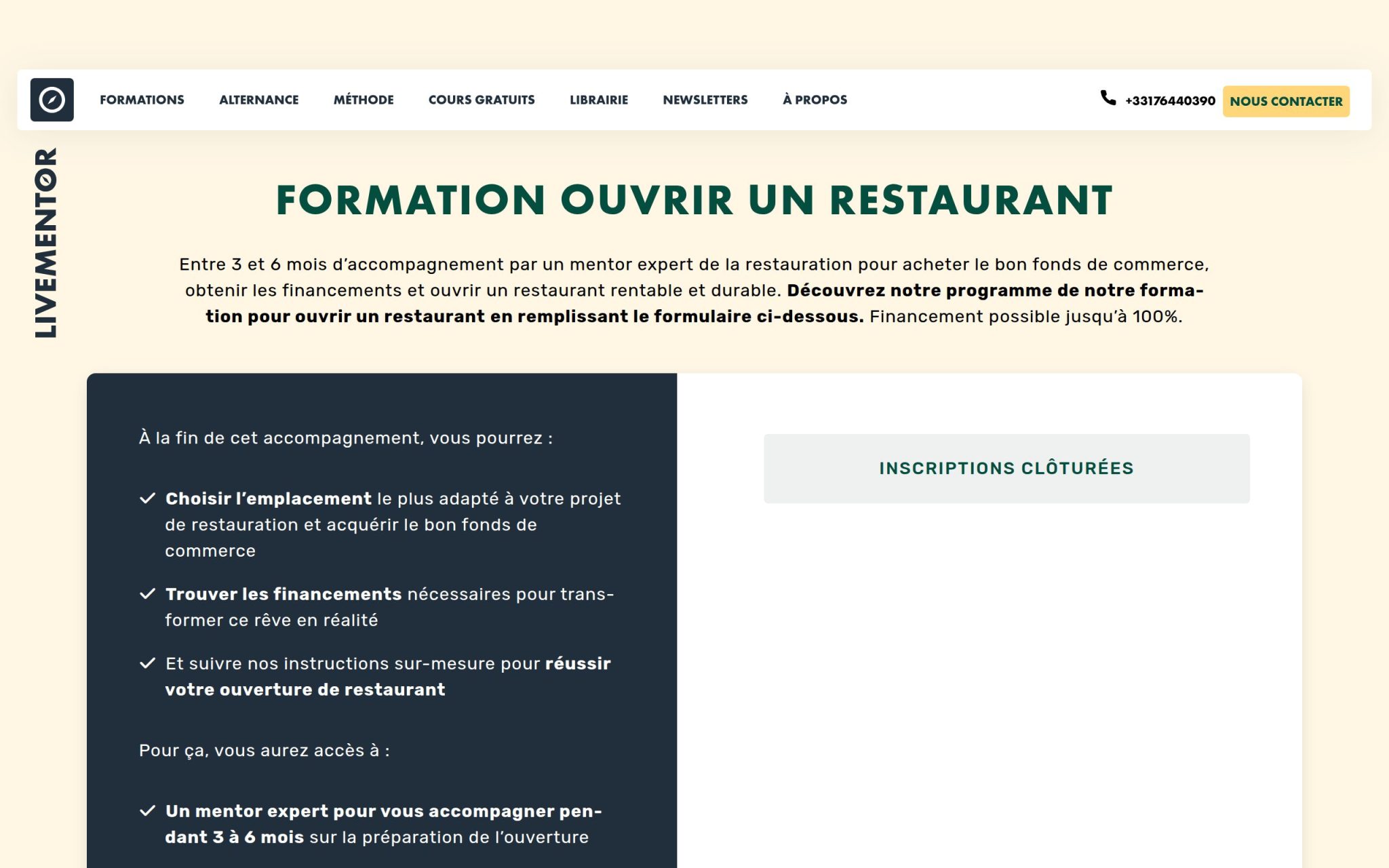 Formation Ouvrir Un Restaurant - Livementor