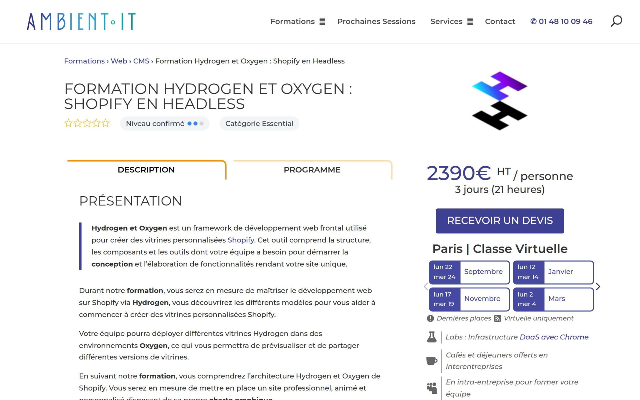 Formation Hydrogen et Oxygen : Shopify en Headless - Ambient IT