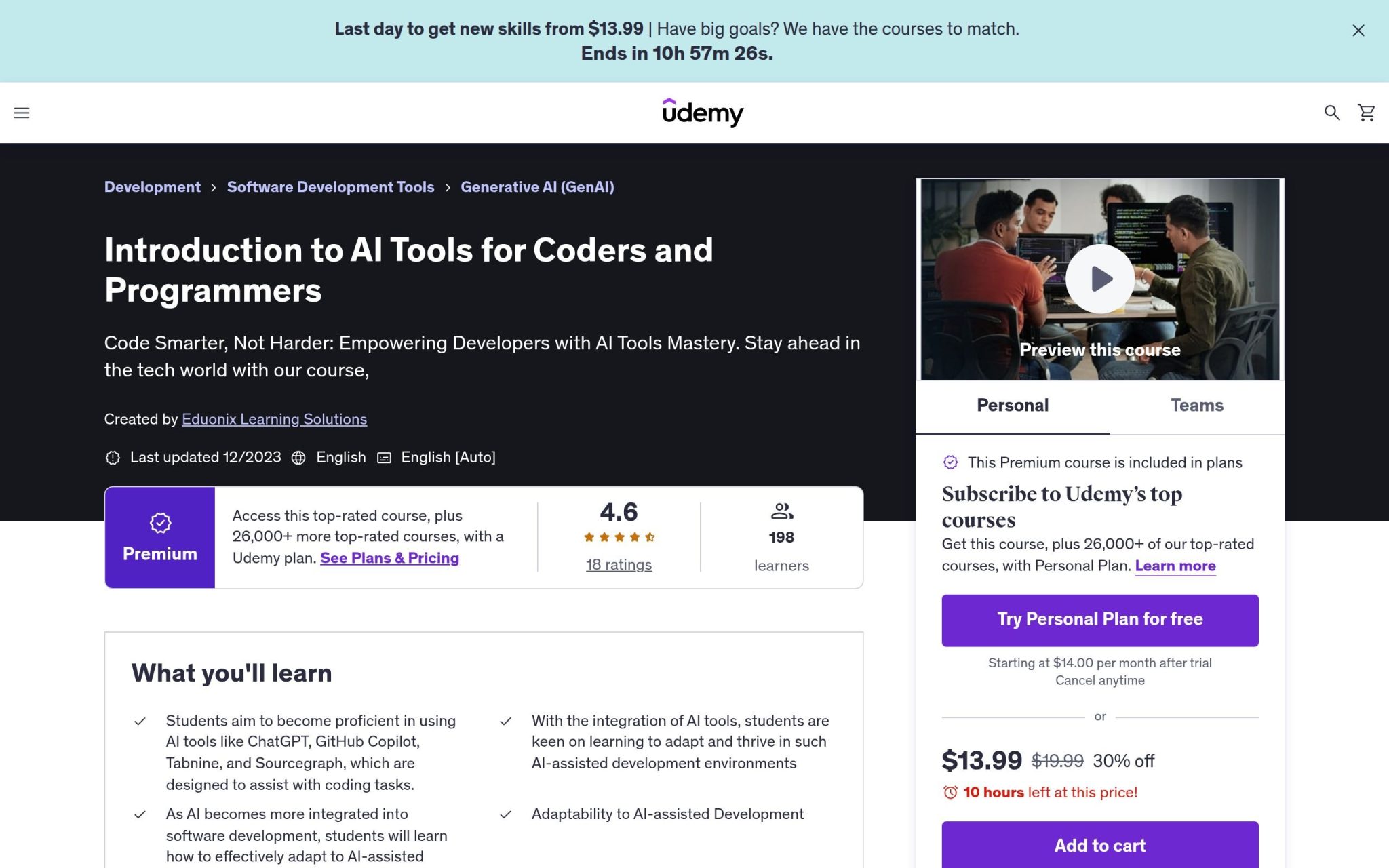 Introduction to AI Tools for Coders and Programmers - Udemy