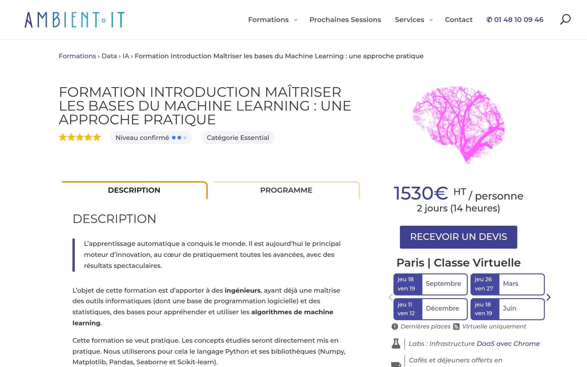 Formation Introduction MaĂźtriser les bases du Machine Learning : une approche pratique - Ambient IT