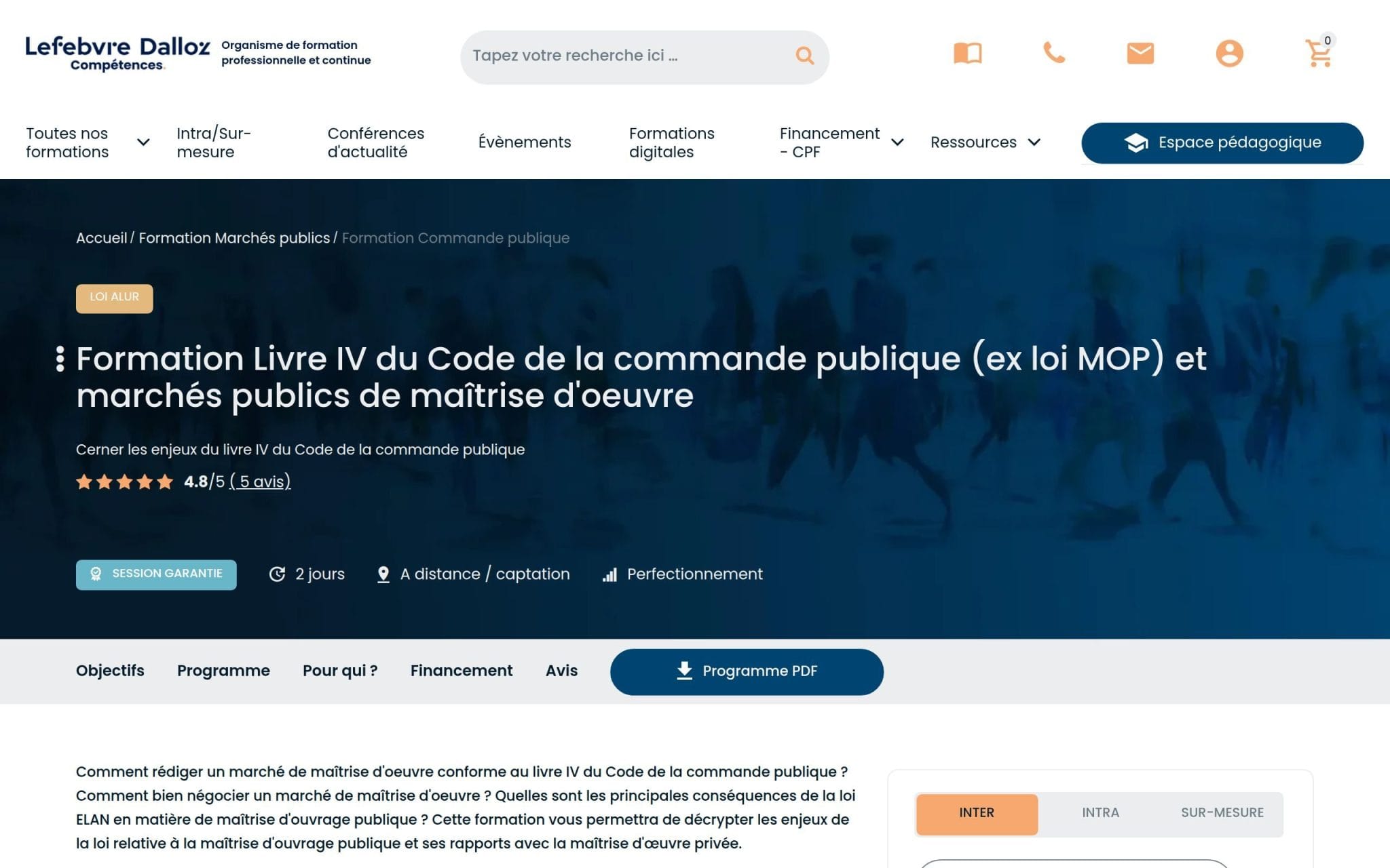 Formation Livre IV du Code de la commande publique - Lefebvre Dalloz Compétences