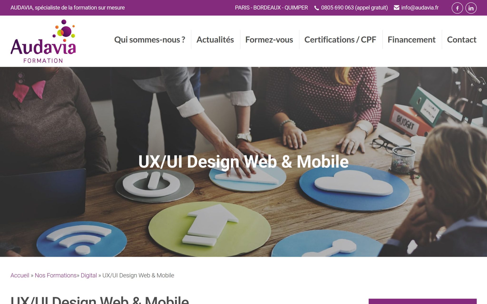 UX/UI Design Web & Mobile - Audavia Formation