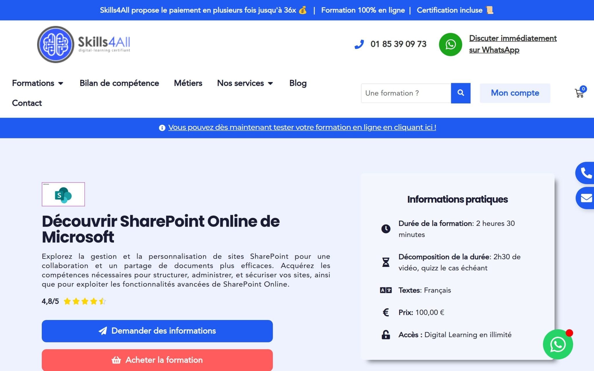 Formation Découvrir SharePoint Online de Microsoft - Skills4All