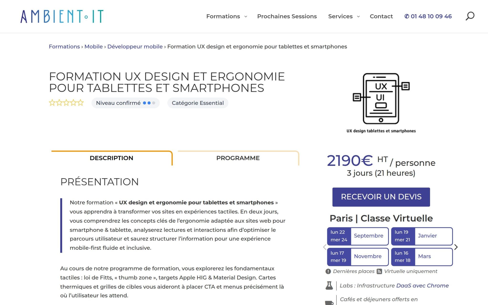 Formation UX design et ergonomie pour tablettes et smartphones - Ambient IT