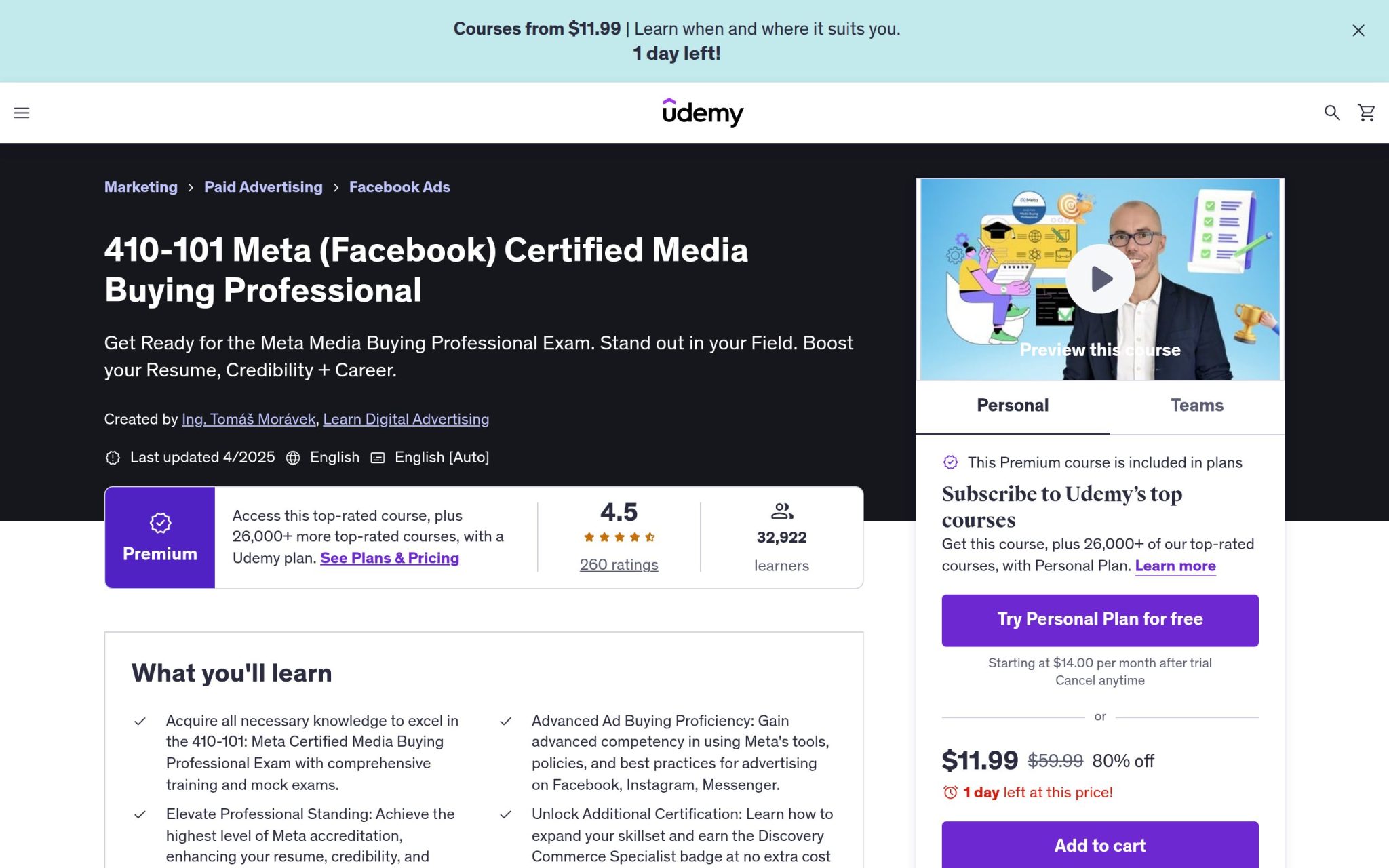 410-101 Meta (Facebook) Certified Media Buying Professional - Udemy