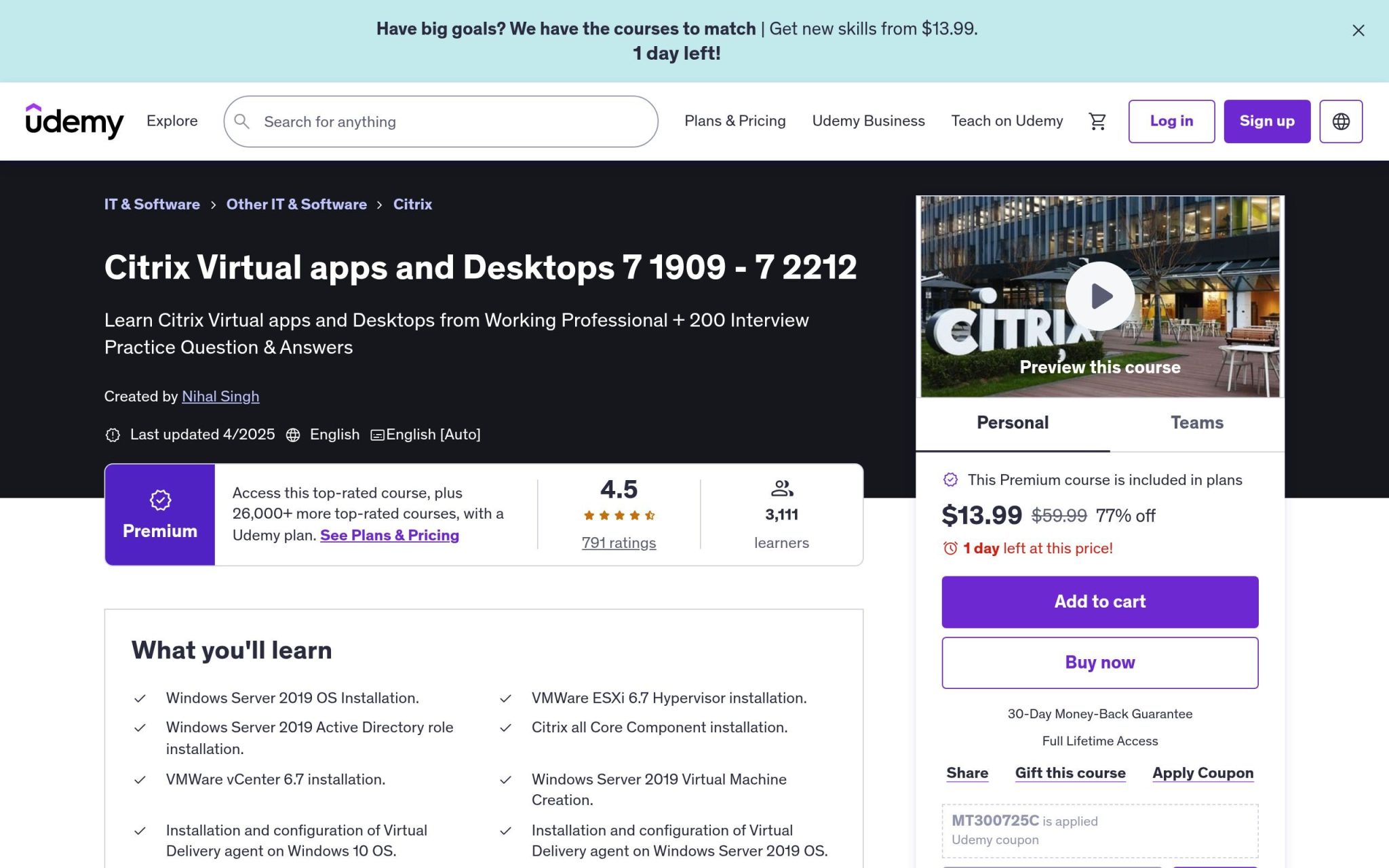 Citrix Virtual apps and Desktops 7 1909 - 7 2212 - Udemy
