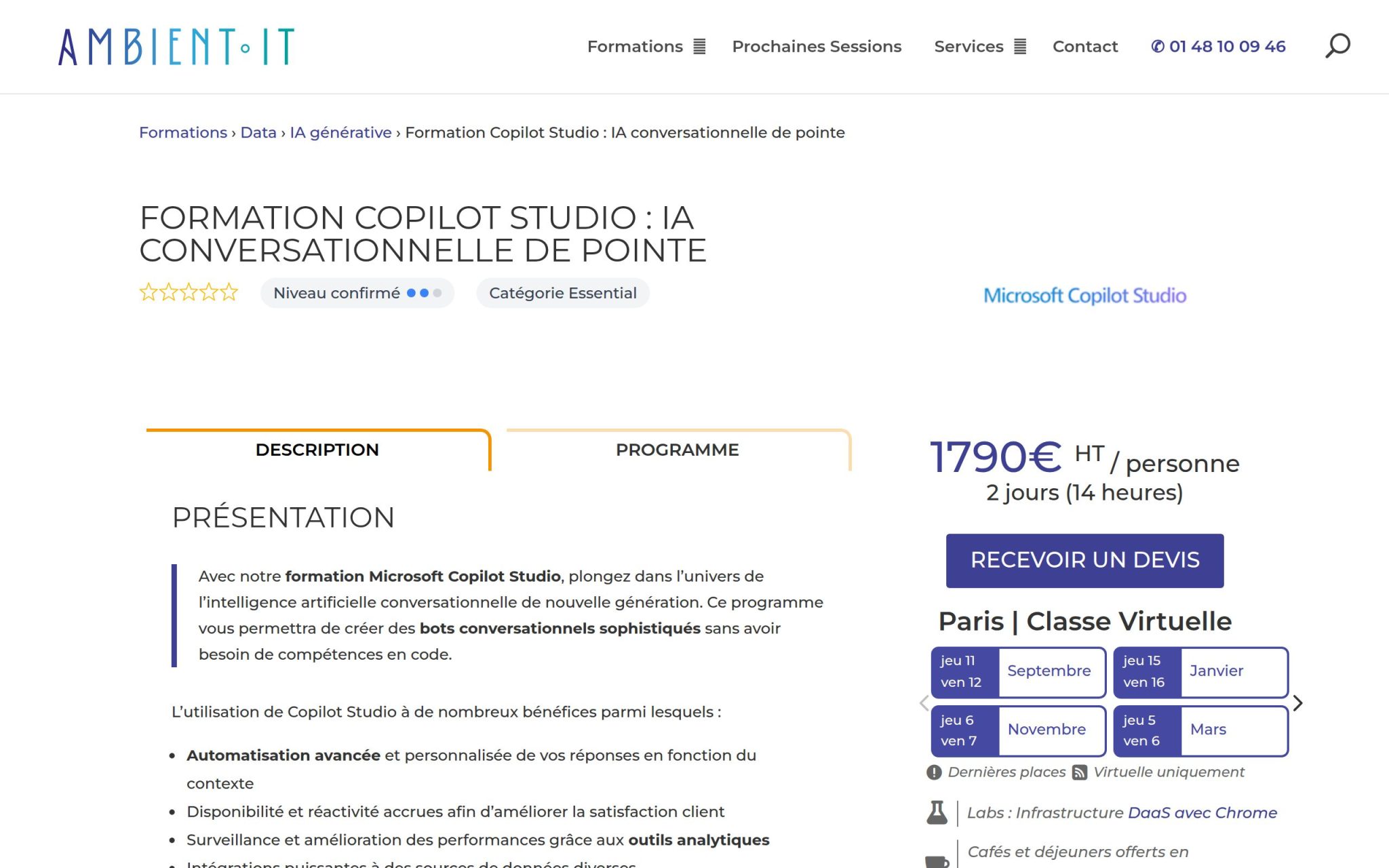 Formation Copilot Studio : IA conversationnelle de pointe - Ambient IT