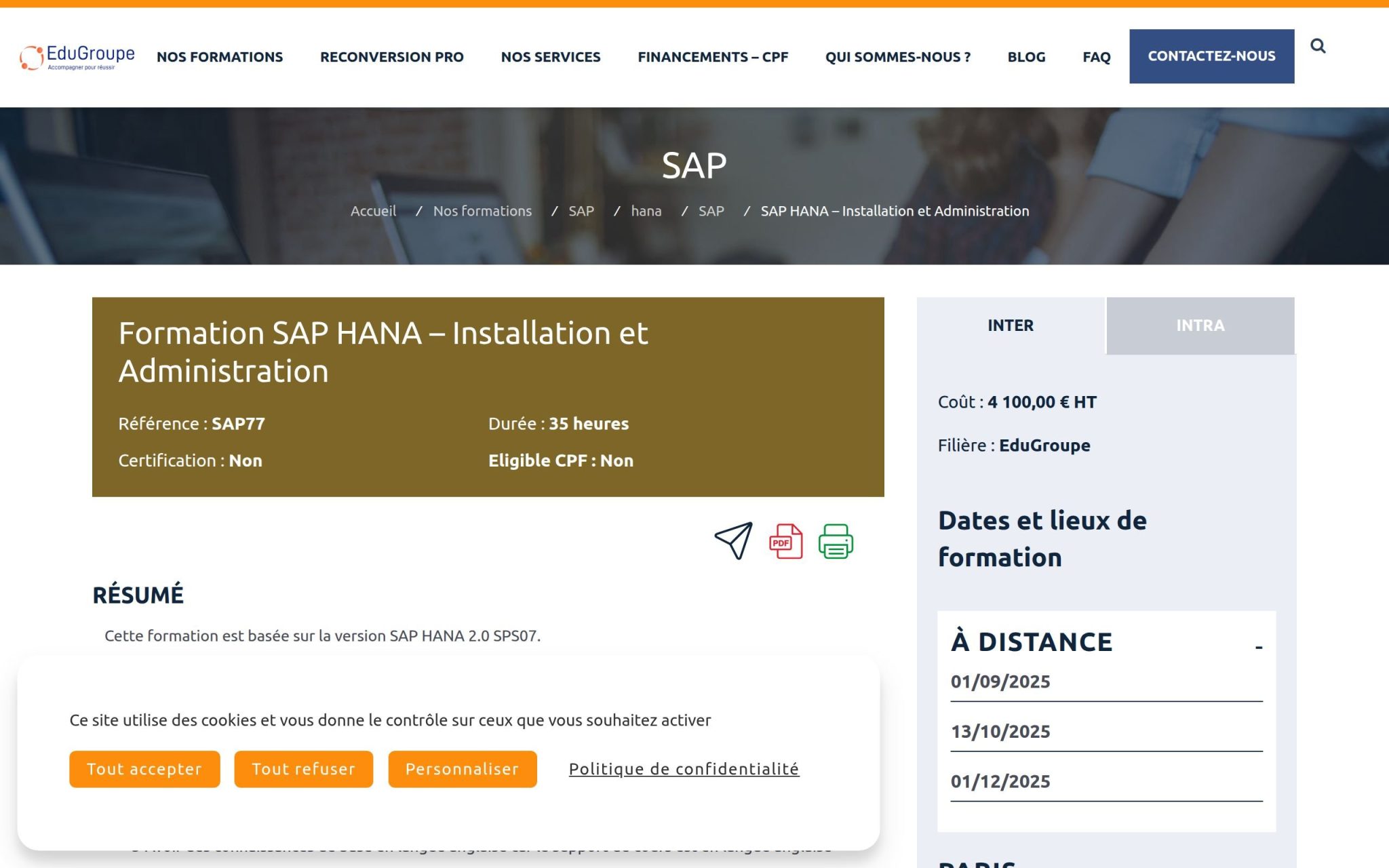 Formation SAP HANA â Installation et Administration - EduGroupe