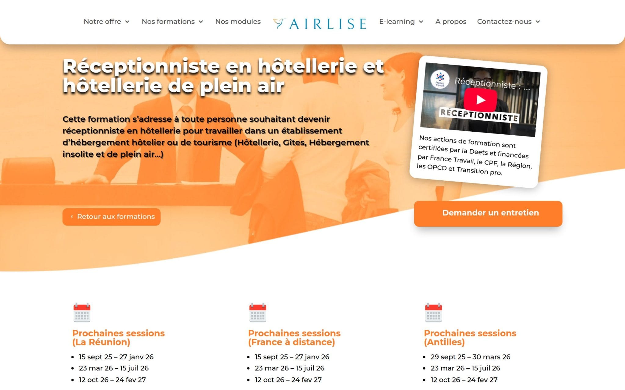 Réceptionniste en hÎtellerie et hÎtellerie de plein air - Airlise Formation