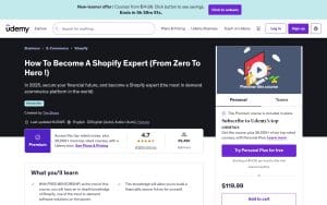 Comment devenir un expert Shopify (de zéro à héros !) - Udemy