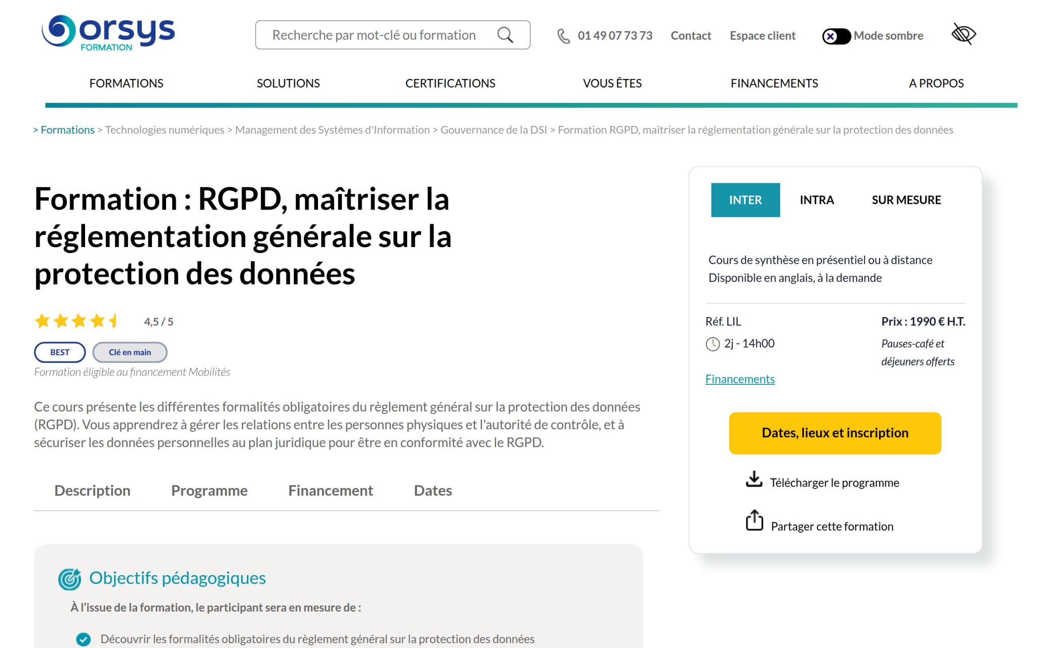 Formation : RGPD, maîtriser la réglementation générale sur la protection des données - Orsys