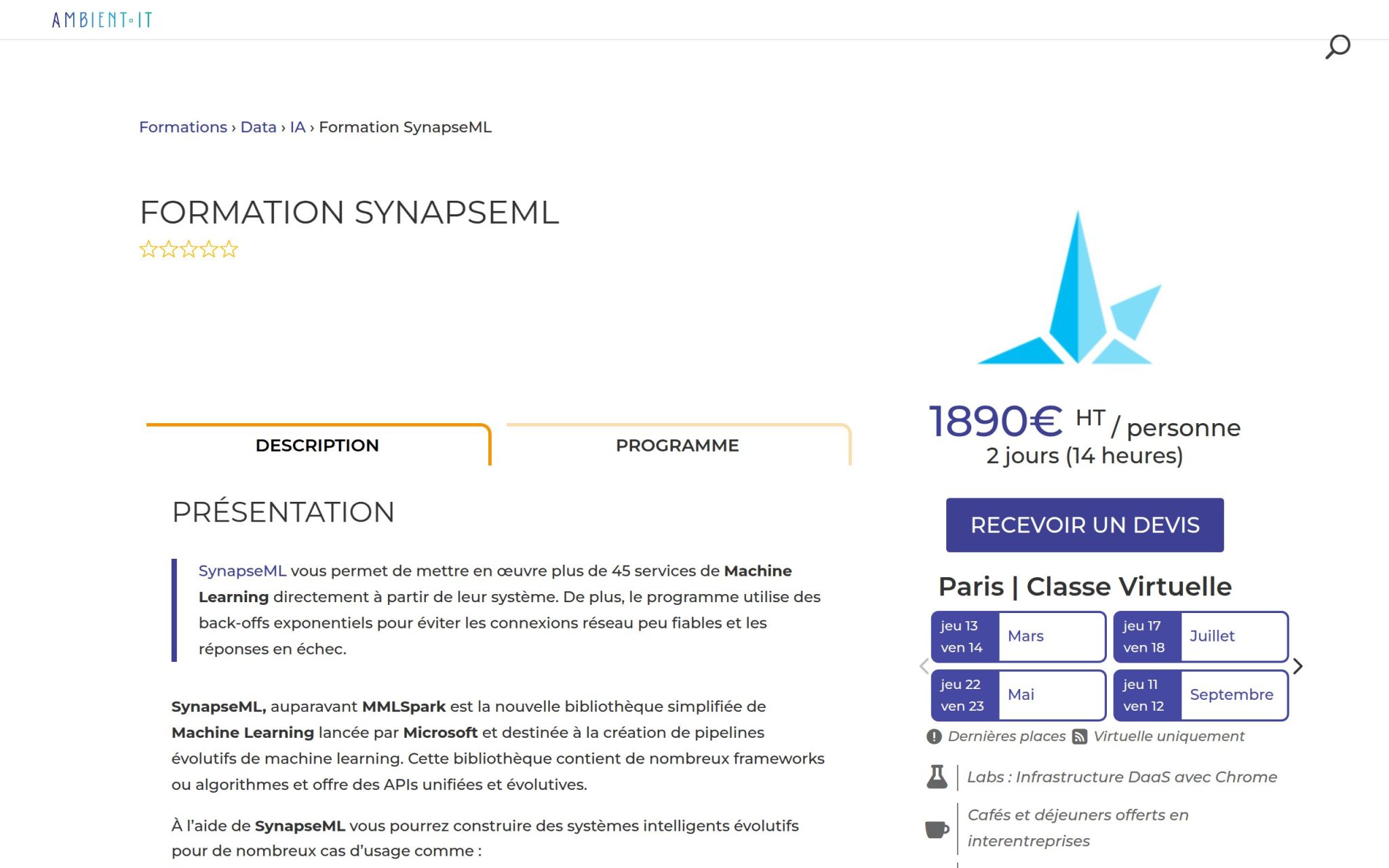 Formation SynapseML - Ambient IT