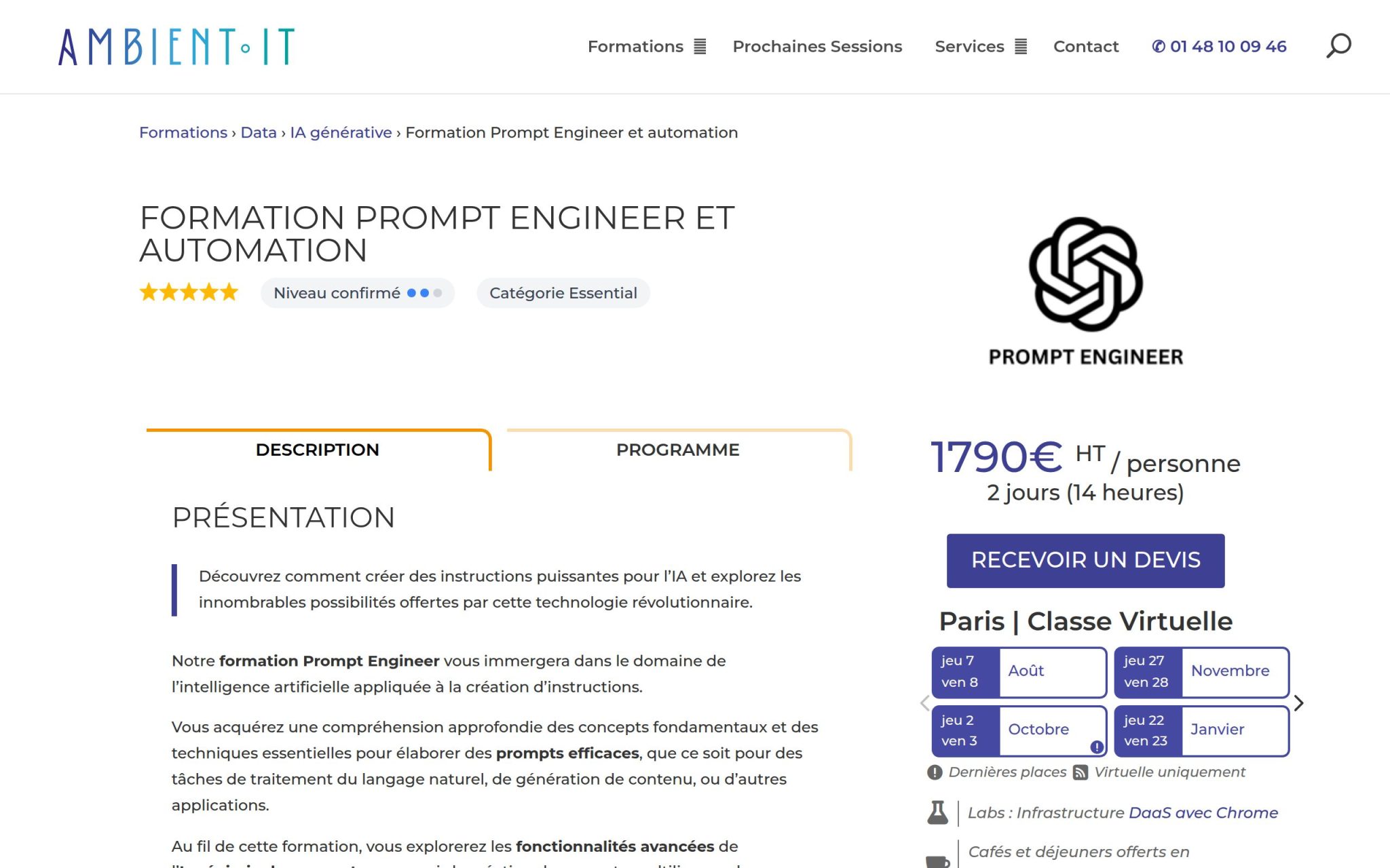 Formation Prompt Engineer : Lâart de la crĂ©ation dâinstructions pour lâIA - Ambient IT