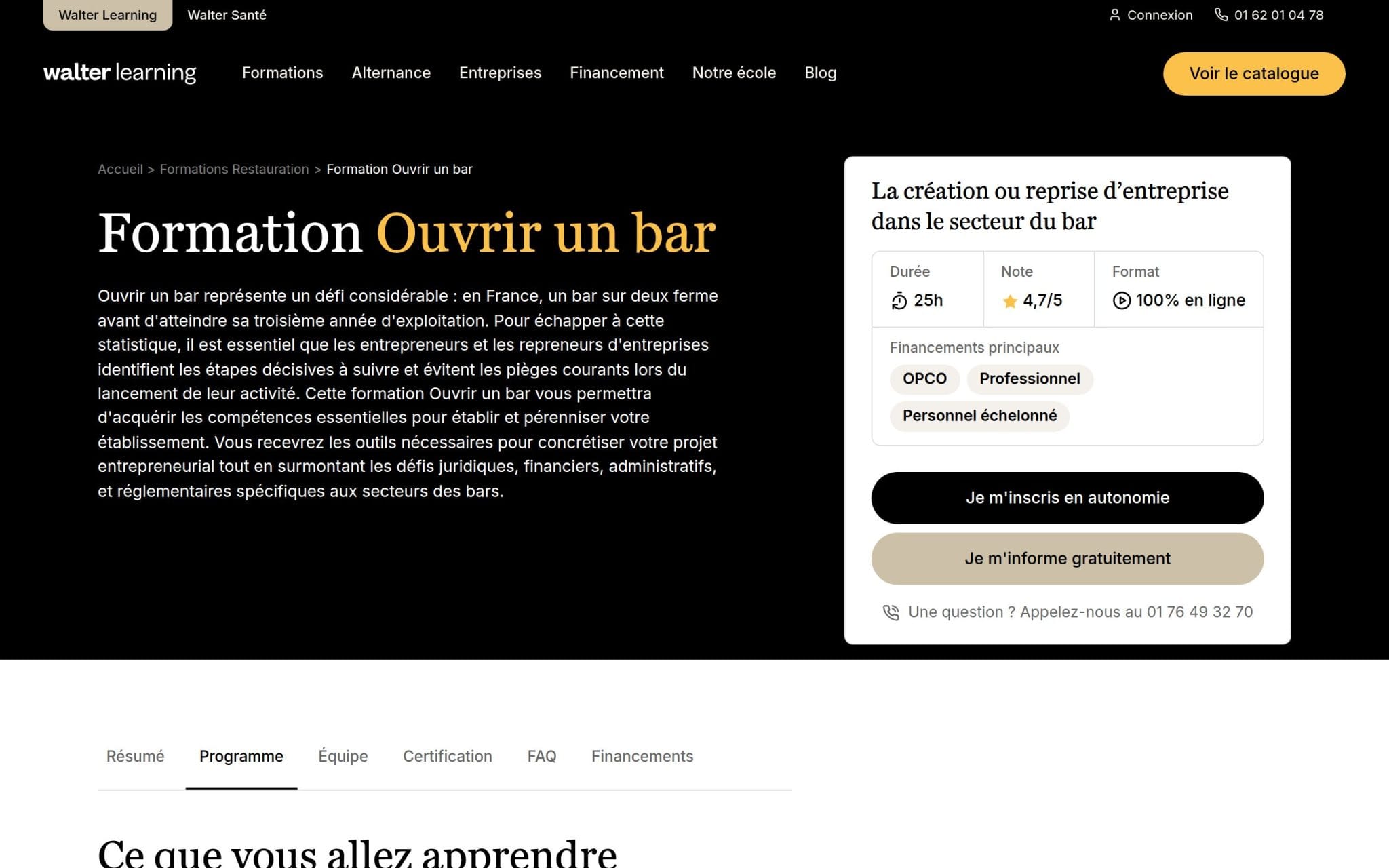 Formation Ouvrir un bar - Walter Learning