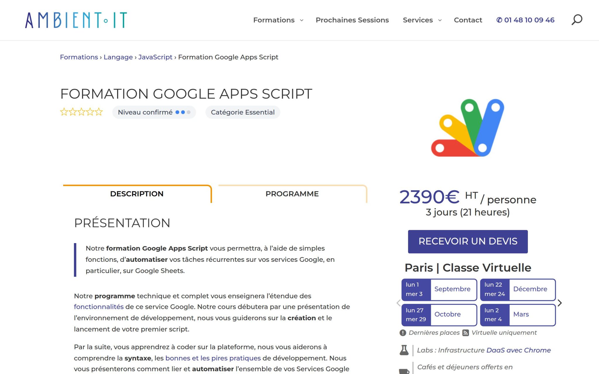 Formation Google Apps Script - Ambient IT