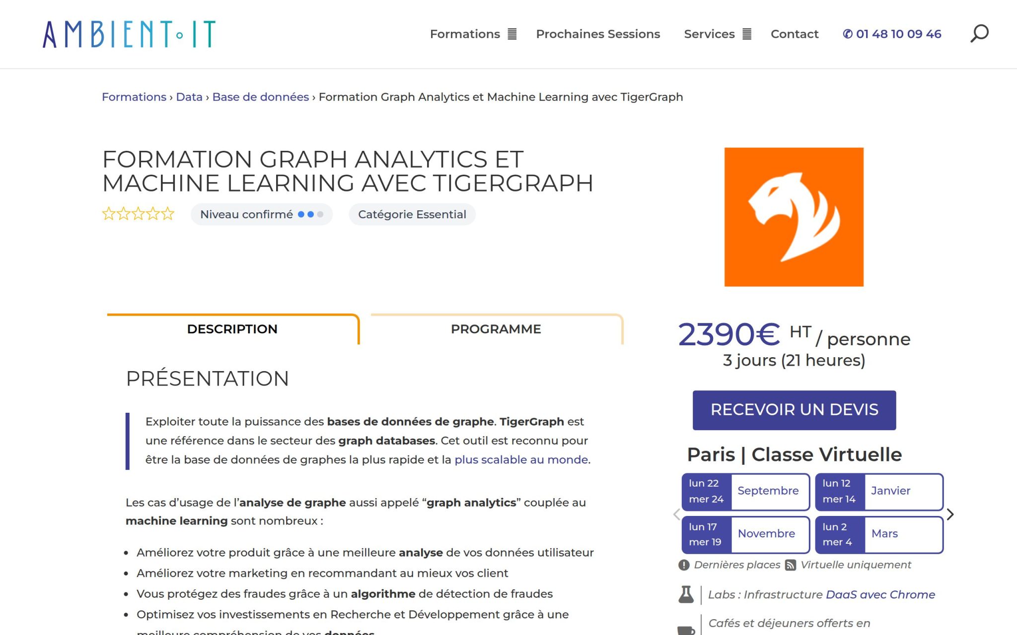 Formation Graph Analytics et Machine Learning avec TigerGraph - Ambient IT