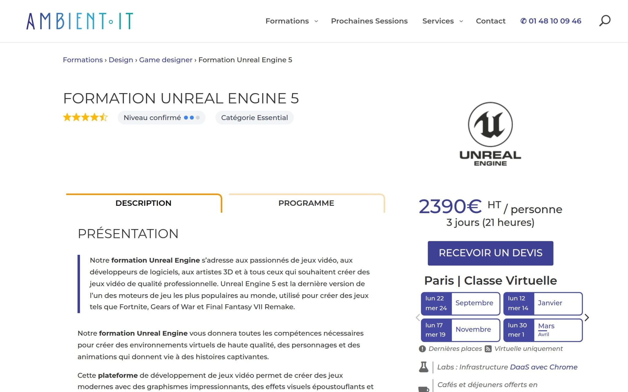 Formation Unreal Engine 5 : Créez des jeux vidéo professionnels - Ambient IT
