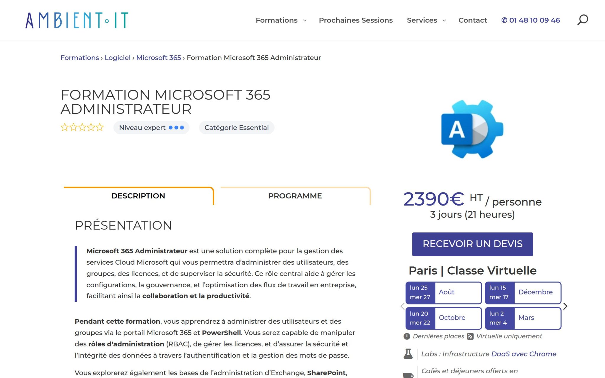 Formation Microsoft 365 Administrateur - Ambient IT