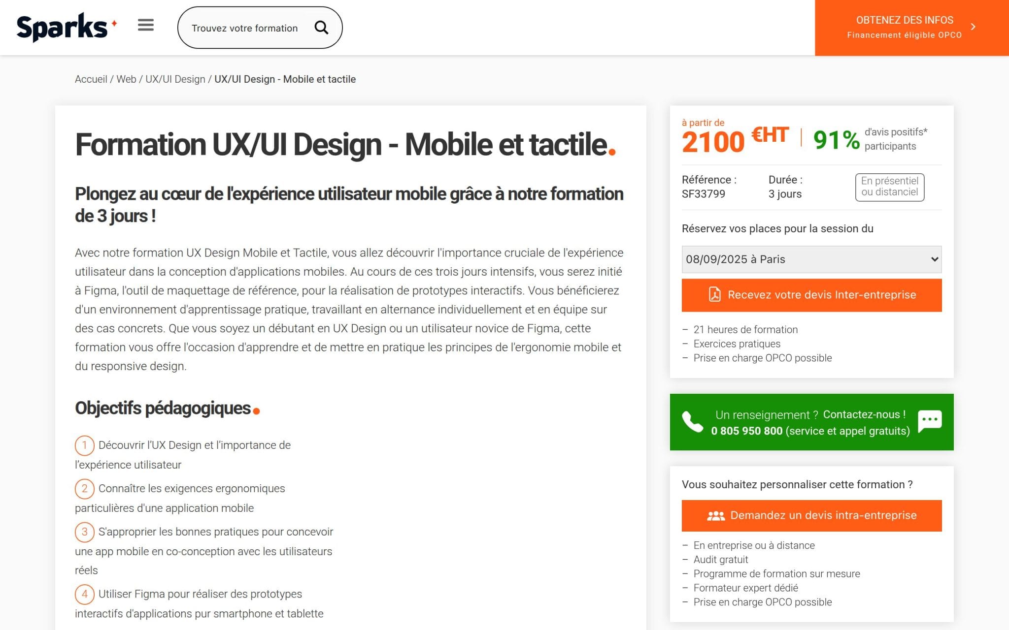 Formation UX/UI Design - Mobile et tactile - Sparks
