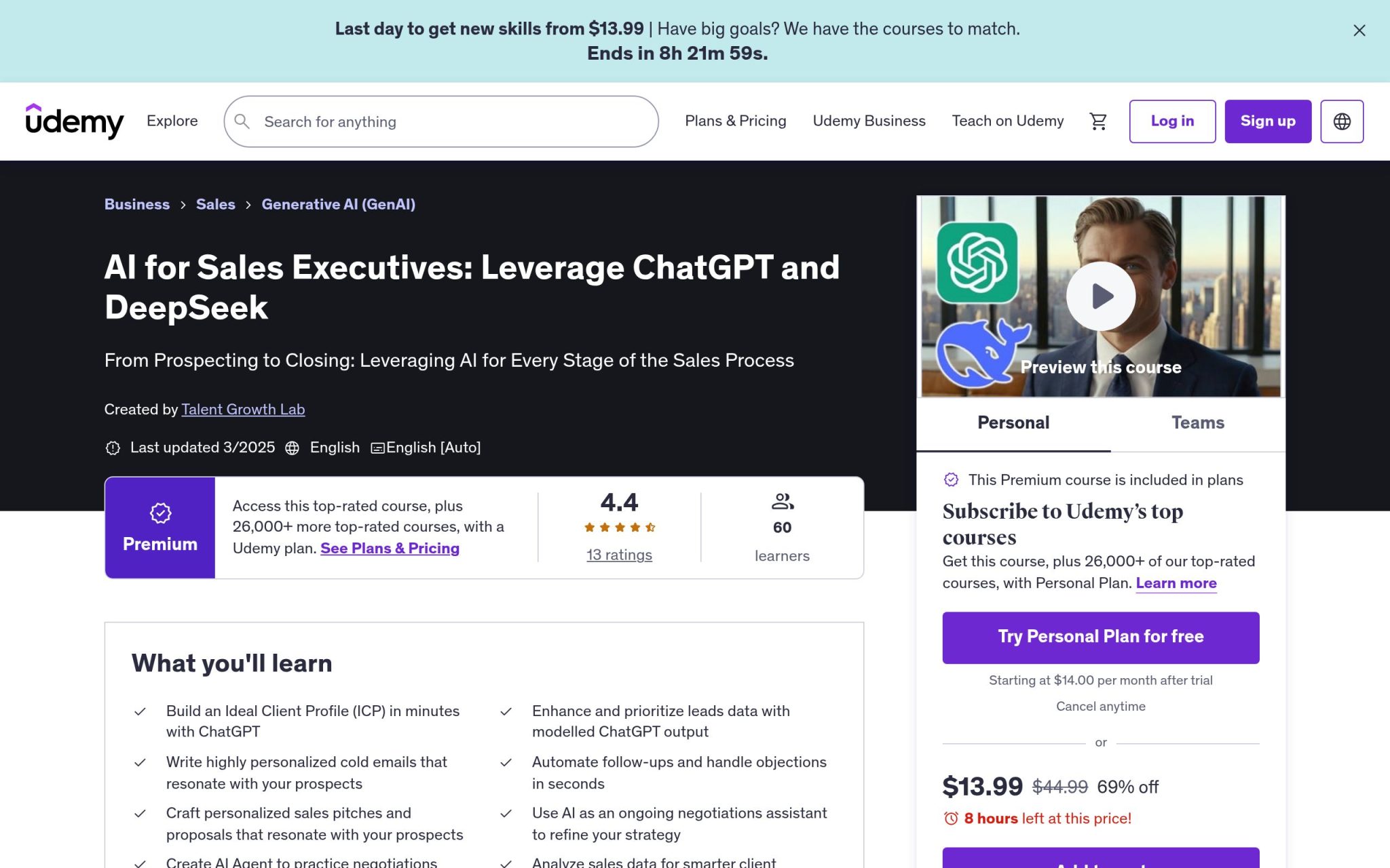 L'IA pour les directeurs commerciaux : exploitez ChatGPT et DeepSeek - Udemy