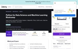 Python for Data Science and Machine Learning Bootcamp - Udemy
