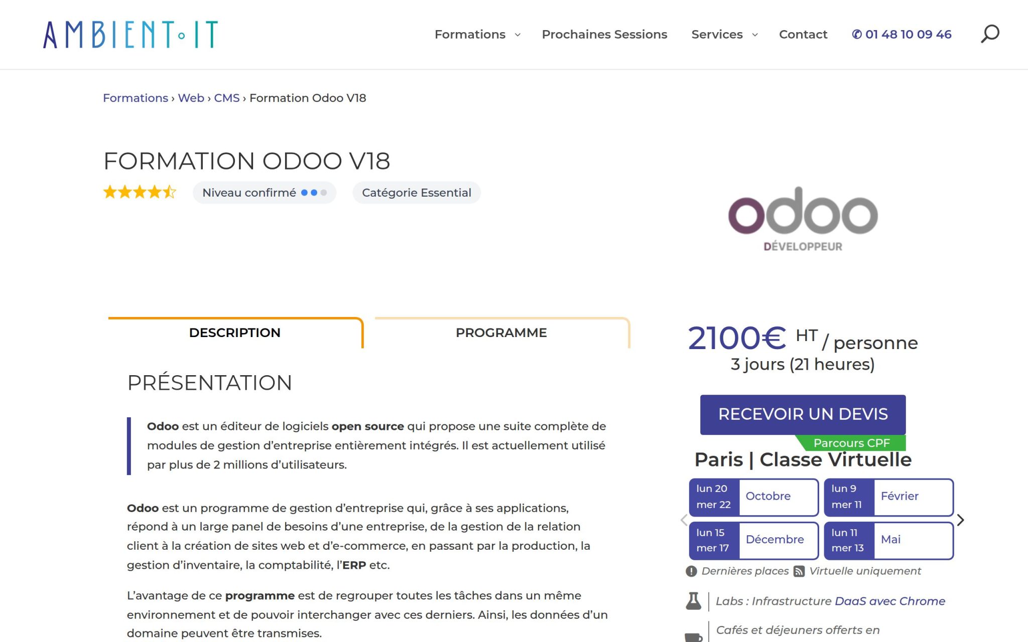 Formation Odoo V18 pour les développeurs - Ambient IT